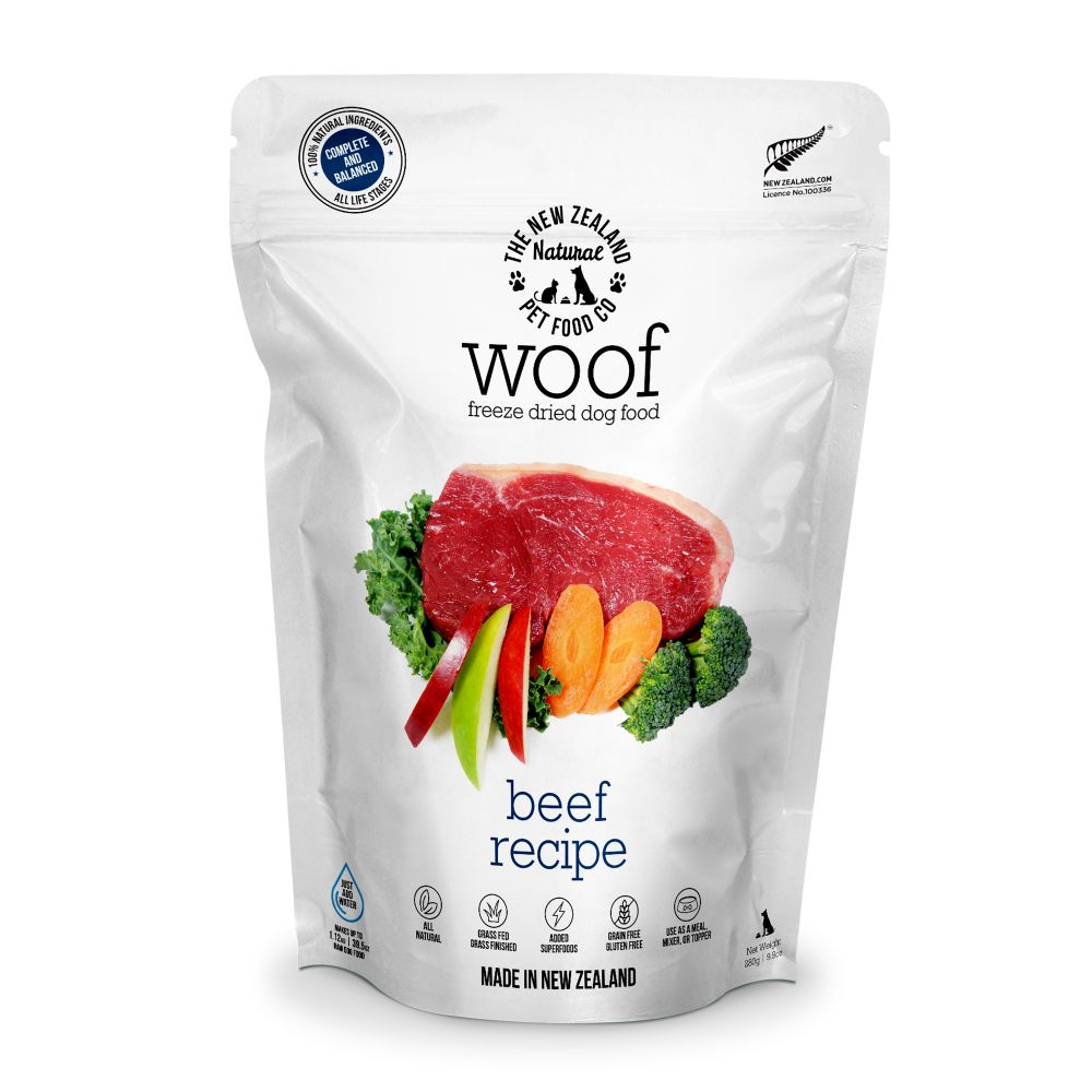 WOOF Beef Freeze Dried Dog Food 280 g bag