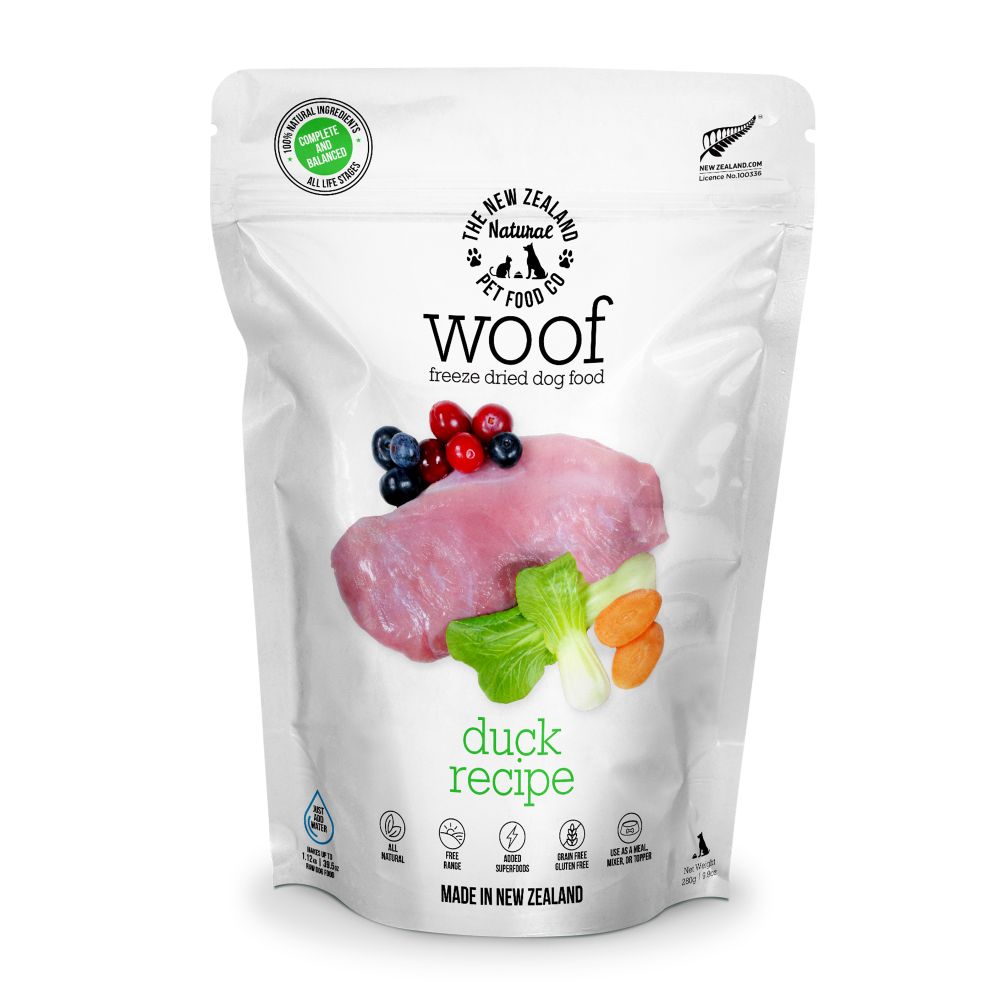WOOF Duck Freeze Dried Dog Food 280 g bag