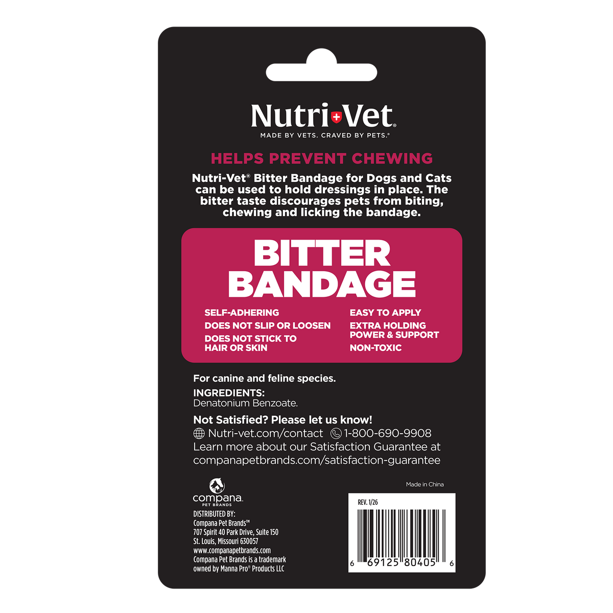 Nutri-Vet Bitter Bandage for Dogs & Cats – 3 in, Assorted Colours