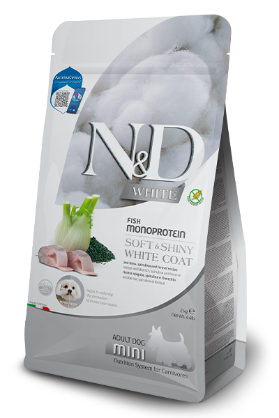 Farmina N&D White Sea Bass, Norwegian Kelp & Fennel Adult Mini Dry Dog Food – package