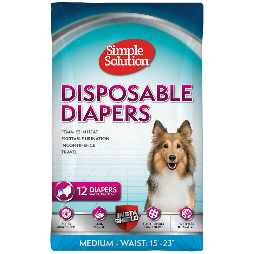 Simple Solution Disposable Female Dog Diapers Medium 12 Pack