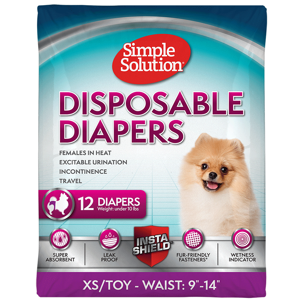 Simple Solution Disposable Female Dog Diapers XS/Toy 12 Pack