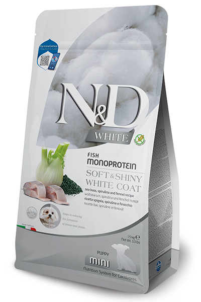 Farmina N&D White Sea Bass & Fennel Puppy Mini Dry Dog Food – package