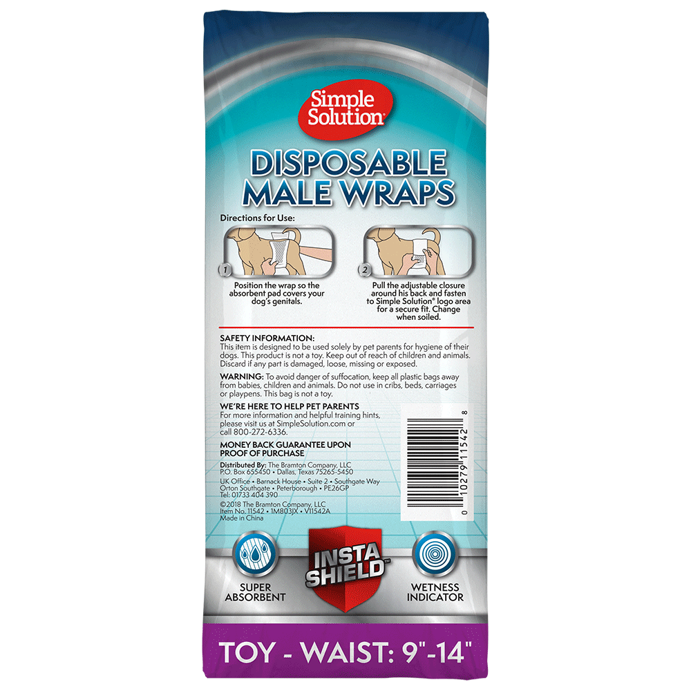 Simple Solution Disposable Male Dog Wraps back of pack