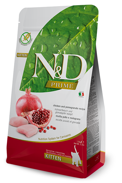 Farmina N&D Prime Chicken & Pomegranate Grain-Free Dry Kitten Food – package