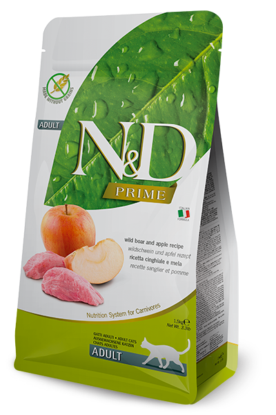 Farmina N&D Prime Boar & Apple Adult Grain-Free Dry Cat Food – package