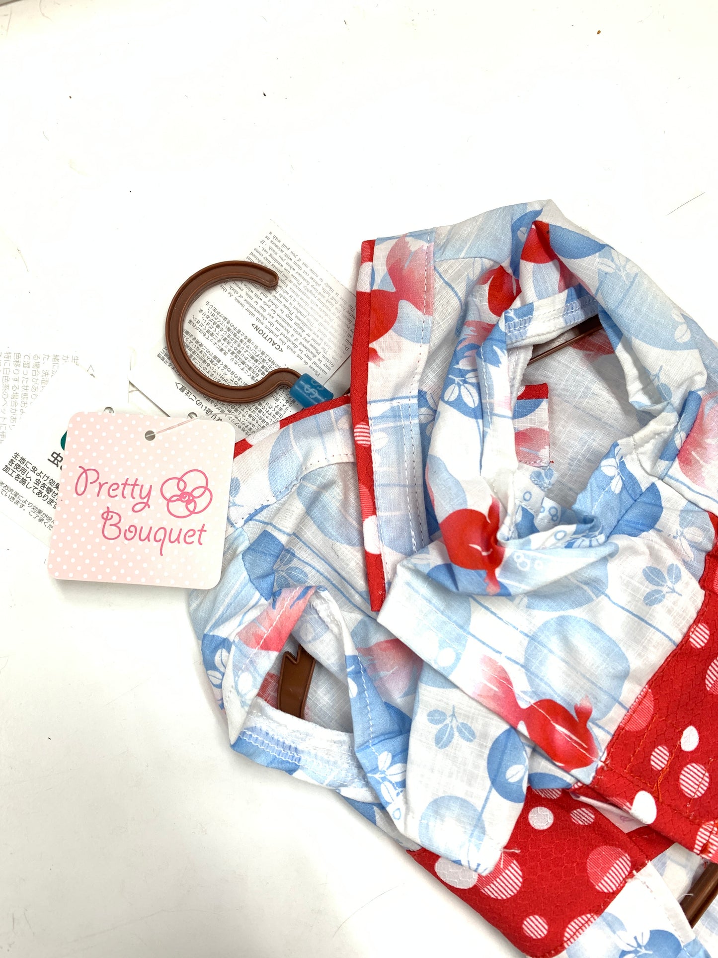 Pretty Boutique pet clothes Japanese style kimono blue bubbles and red goldfish