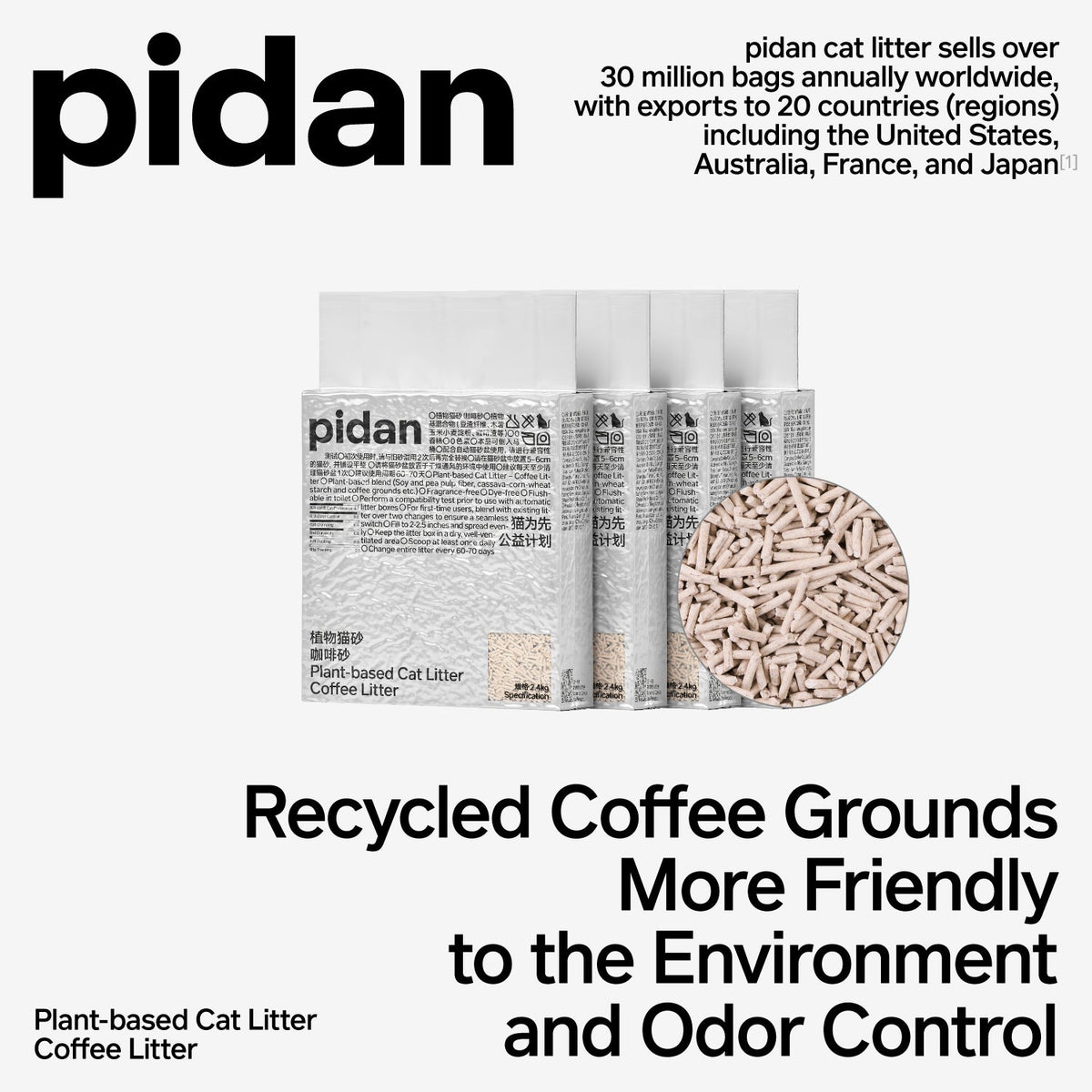 Pidan Plant-Based Coffee Cat Litter 2.4 kg bag