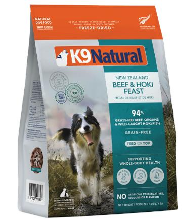 K9 Natural Dog Freeze-Dried Hoki & Beef 1.1lb 4.0lb  8.0lb