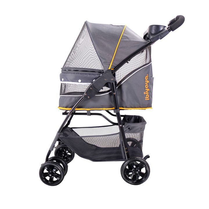 Ibiyaya Cloud 9 Pet Stroller, Foldable Pram For Cats, Rabbits, or Medium-Sized Dogs, 4-Wheel, Spacious, and Stylish Cabin