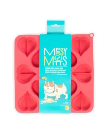 MESSY MUTTS 2 Pack Silicone Bake & Freeze Treat Making Mold, 12 x 1 oz Heart Shape (MM083BR)