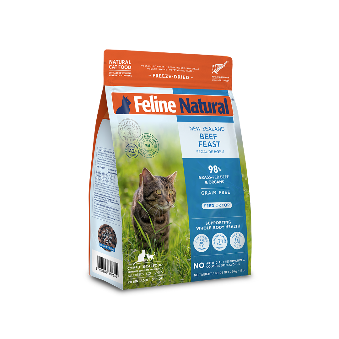 Feline Natural Beef Feast freeze-dried cat food 320 g — official manufacturer packaging