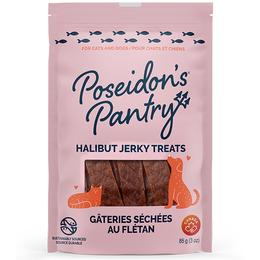 Poseidon's Pantry Dog Jerky Halibut 85g