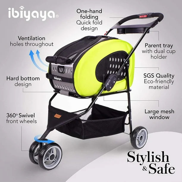 Ibiyaya 5-in-1 EVA Pet Stroller-Carrier, Rabbit-Dog-Cat Sling Bag & Small Pet Backpack with Wheels 1009
