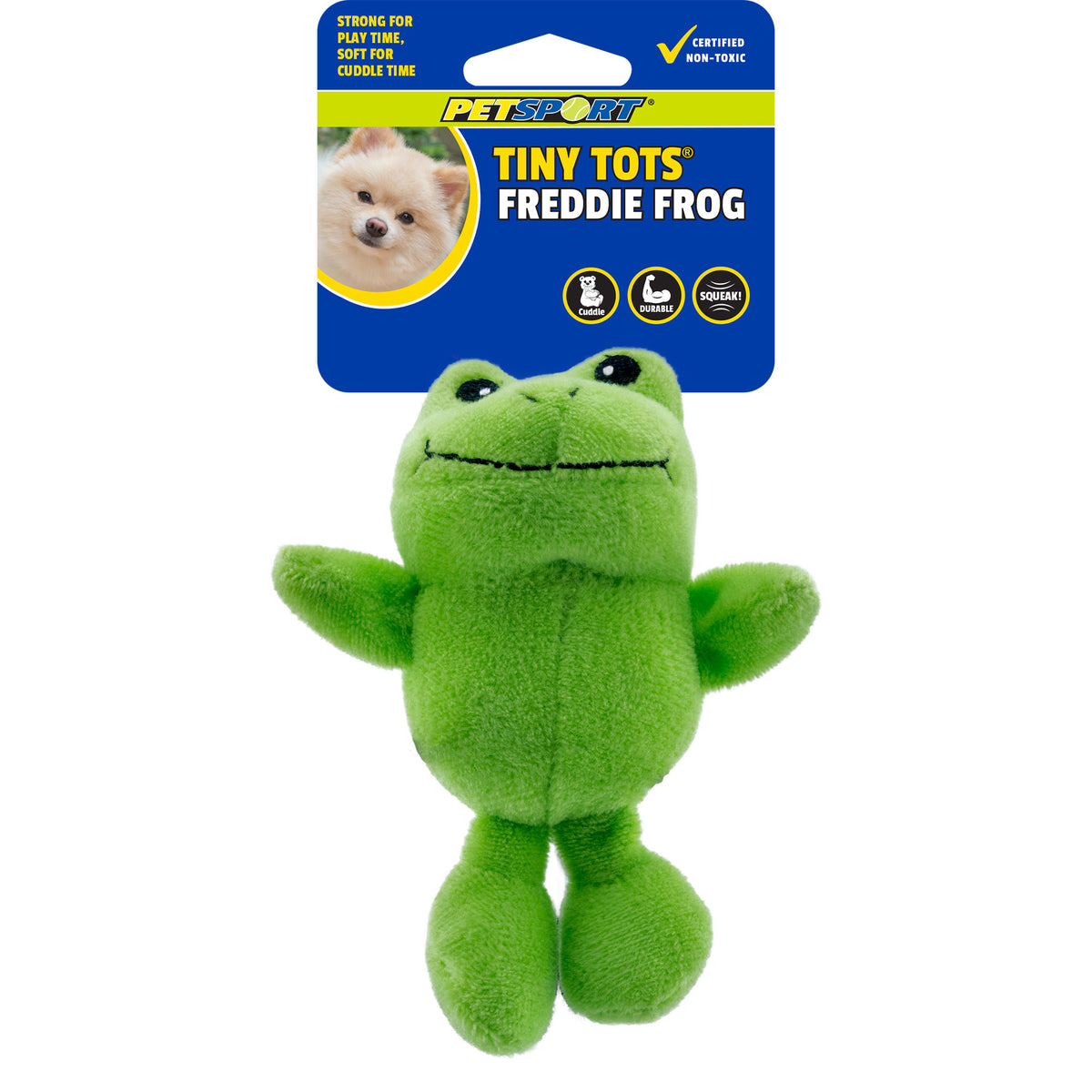Petsport Tiny Tots Nuzzle Buddies Freddie Frog plush dog toy