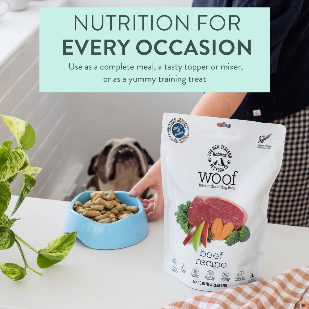 WOOF Beef Freeze Dried Dog Food nutrition