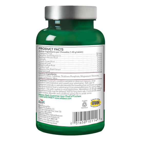 Vet's Best Cat Urinary Tract Support back label