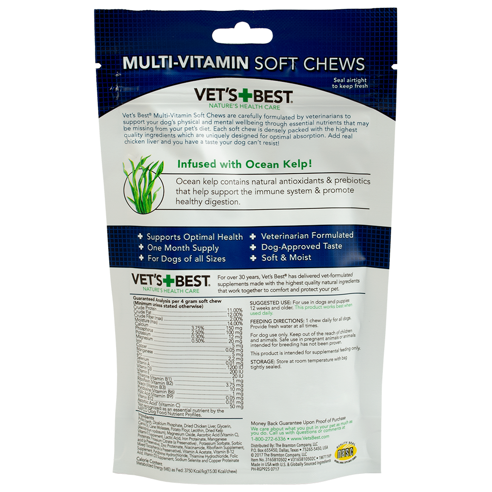Vet's Best Dog Multi-Vitamin Soft Chews back label
