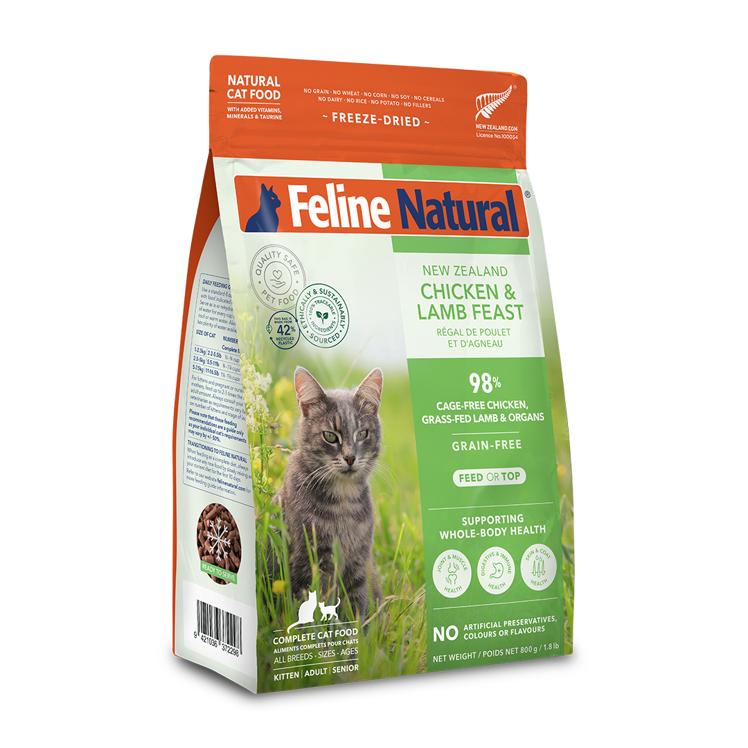 Feline Natural Chicken & Lamb Feast freeze-dried cat food 800 g — official manufacturer packaging