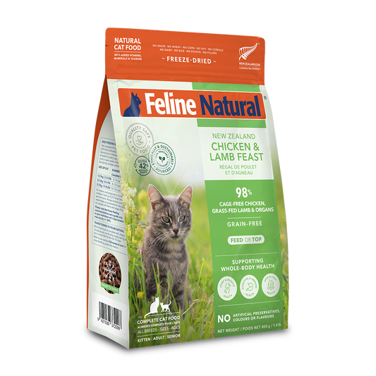 Feline Natural Chicken & Lamb Feast freeze-dried cat food 800 g — official manufacturer packaging
