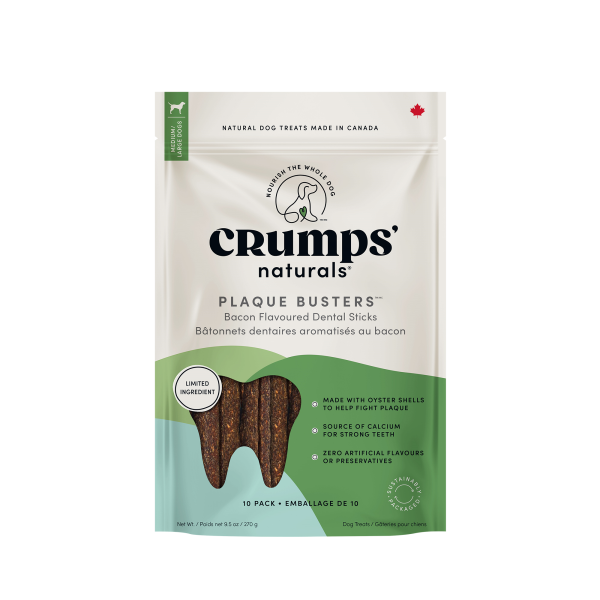 Crumps' Naturals Dog Plaque Busters with Bacon 7&quot 10 pk