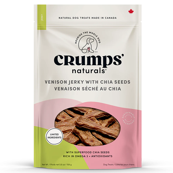 Crumps' Naturals Dog Venison Jerky with Chia Seeds 158g