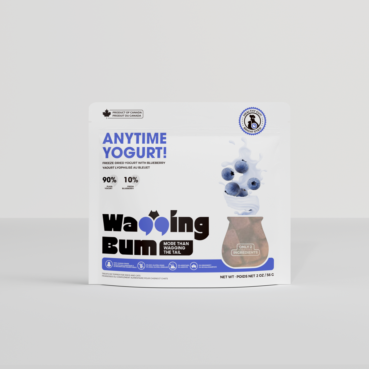 Wagging Bum Anytime Yogurt! Freeze-Dried Blueberry Dog Treats – 2 oz