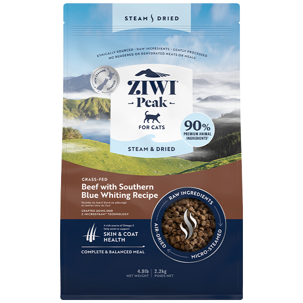 ZIWI Peak Cat Steam-Dried Beef w/S Blue Whiting 4.9lb