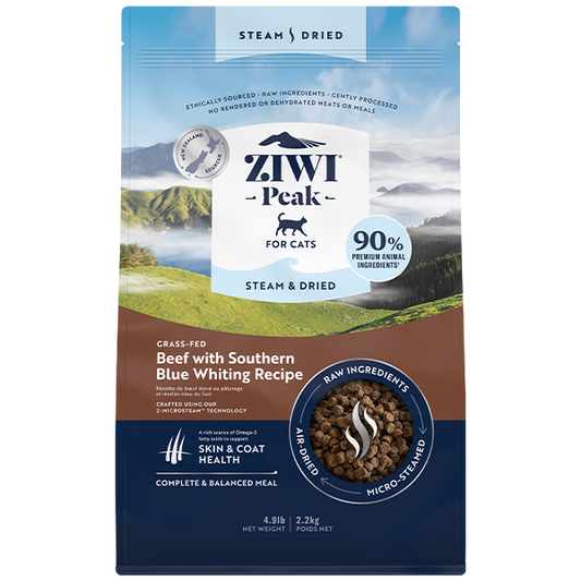 ZIWI Peak Cat Steam-Dried Beef w/S Blue Whiting 4.9lb