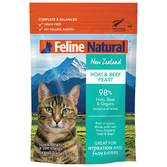 Feline Natural Cat Hoki & Beef 12/3oz Pouches