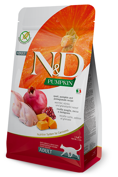 Farmina N&D Pumpkin Quail & Pomegranate Adult Grain-Free Dry Cat Food – package