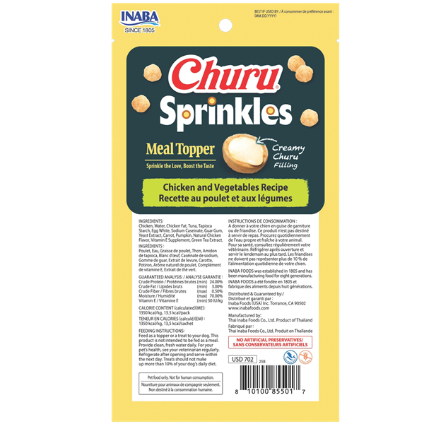 Inaba Churu Sprinkles DOG chicken with vegetables 3pk