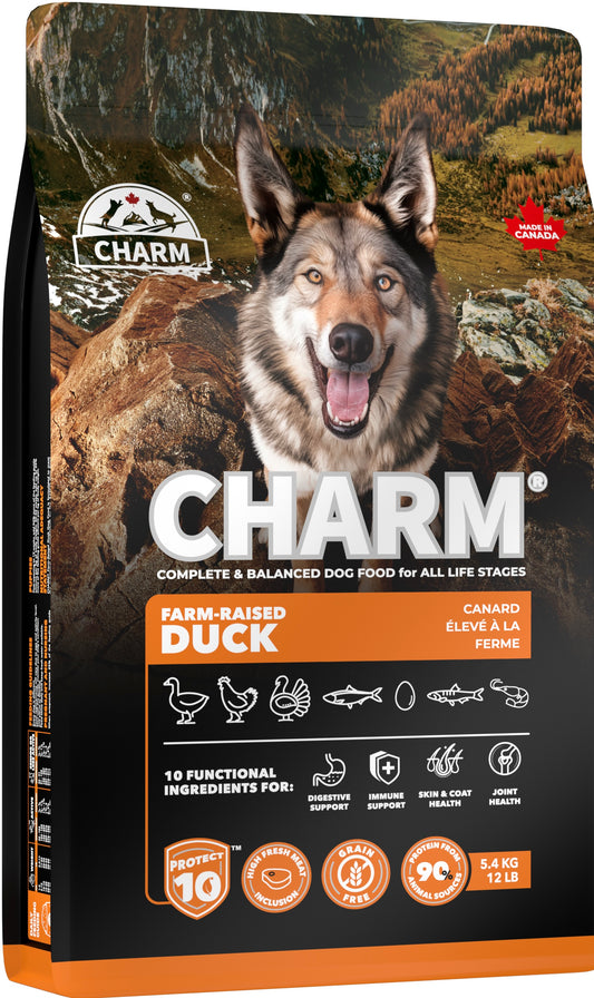 CHARM Farm raised duck dog