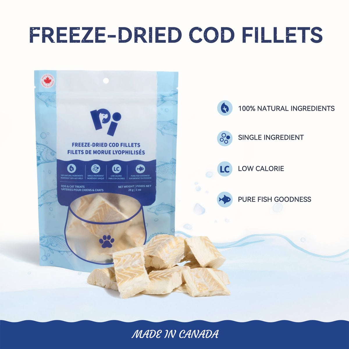 Pi Pet Freeze-Dried Cod Fillets Dog Treats
