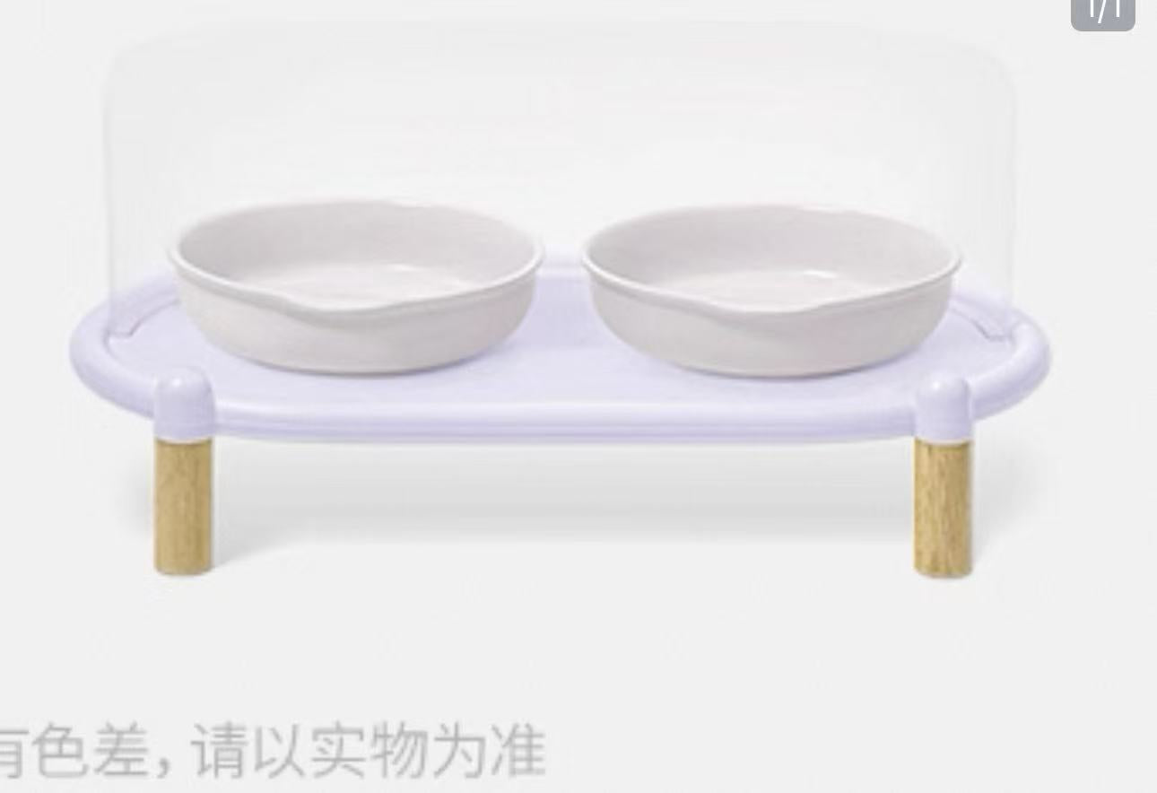 Mango PET FEEDING STAND WITH GUARD双泡泡碗