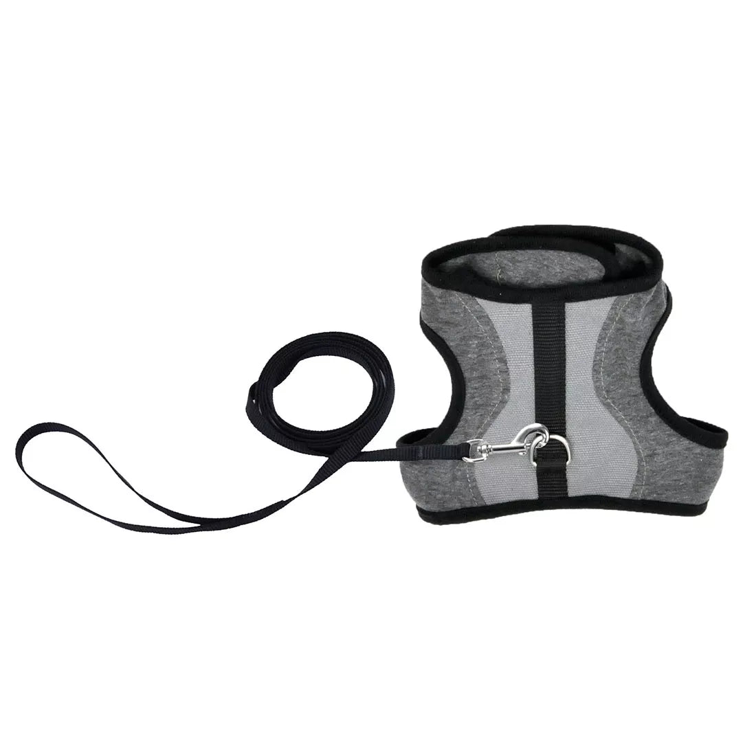 Coastal Adjustable Cat Wrap Harness with 6 ft Leash, grey
