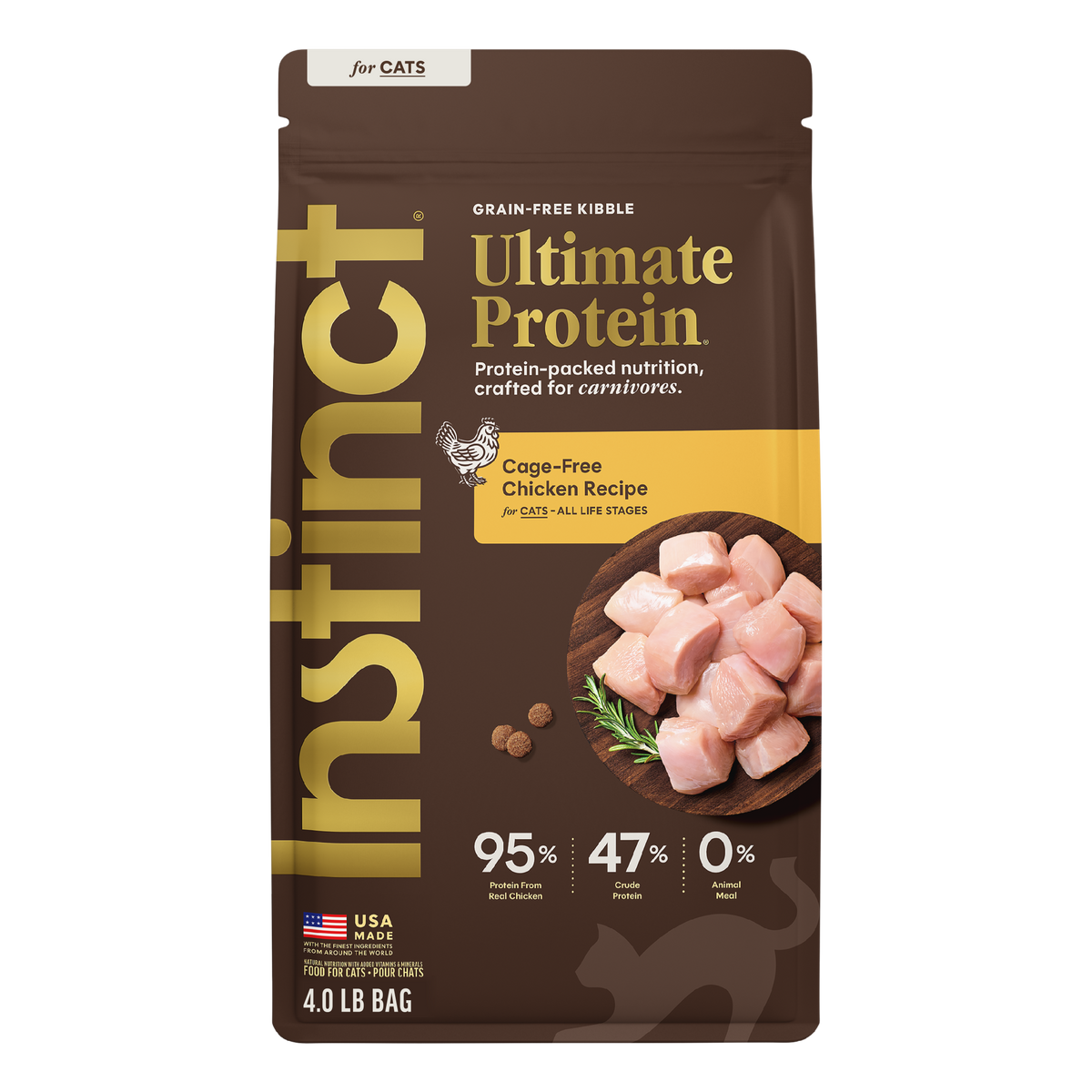 Instinct Ultimate Protein Cage-Free Chicken Recipe dry cat food 4 lb bag