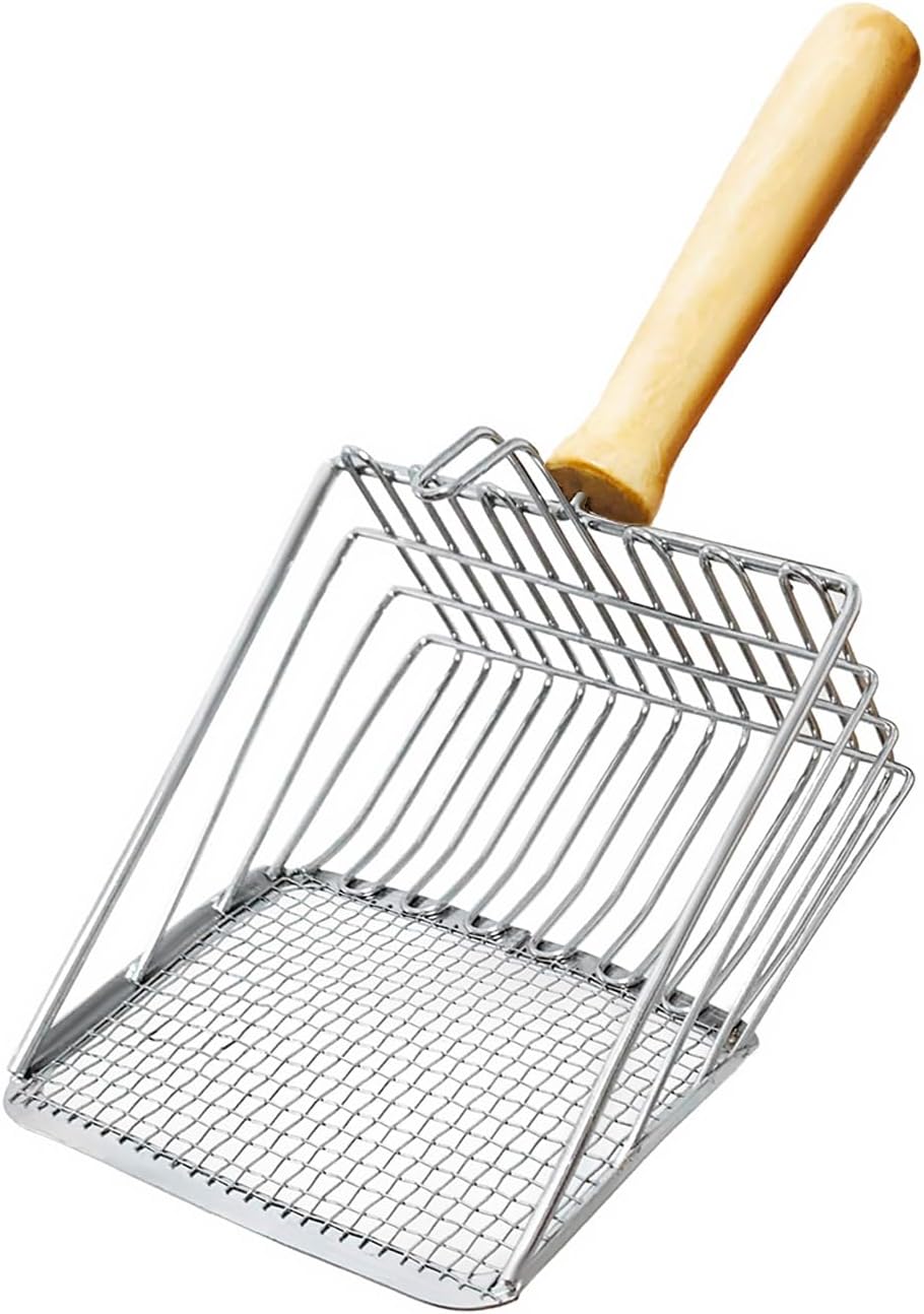 Metal Cat Litter Scoop with Wooden Handle – Sifting Litter Shovel
