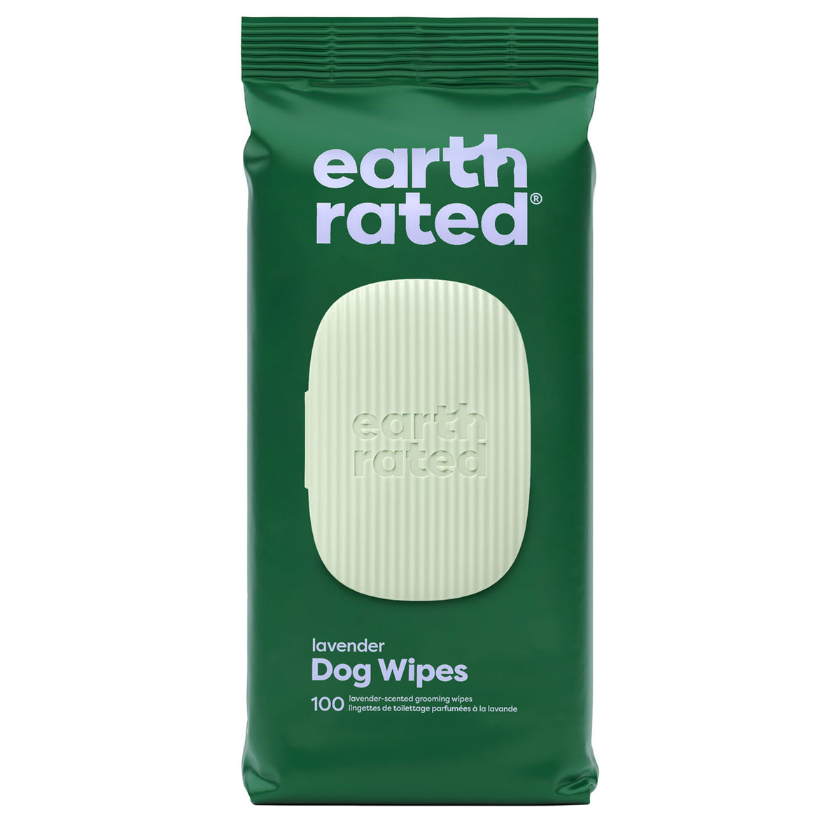 Earth Rated Compostable Lavender Pet Wipes – 8 x 8 in, 100 Pack