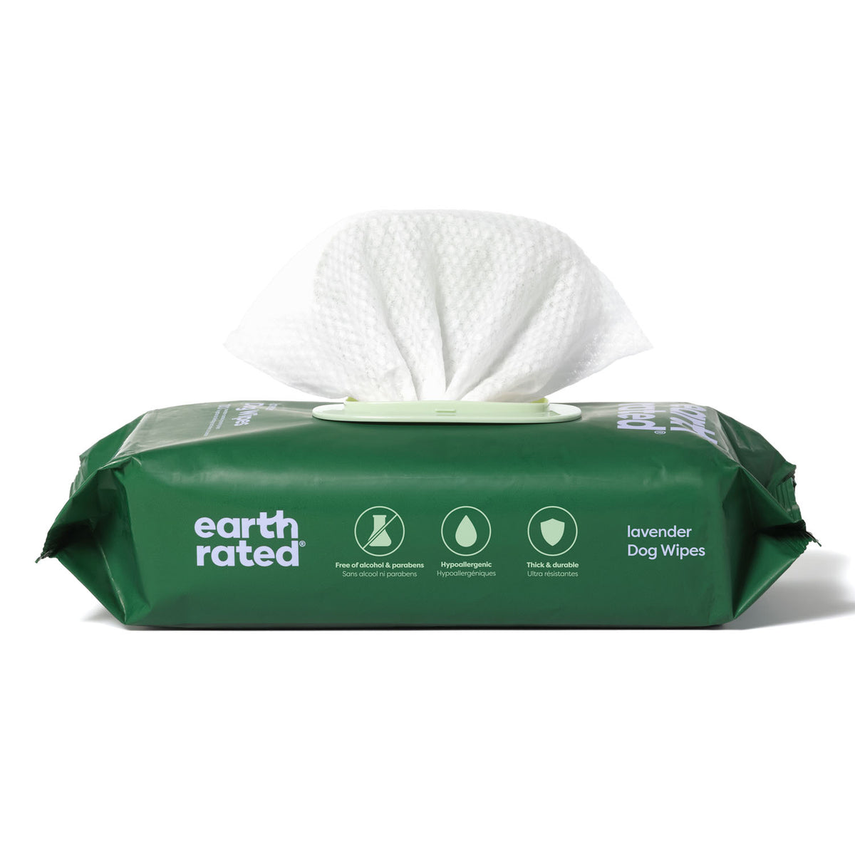 Earth Rated Compostable Lavender Pet Wipes – 8 x 8 in, 100 Pack