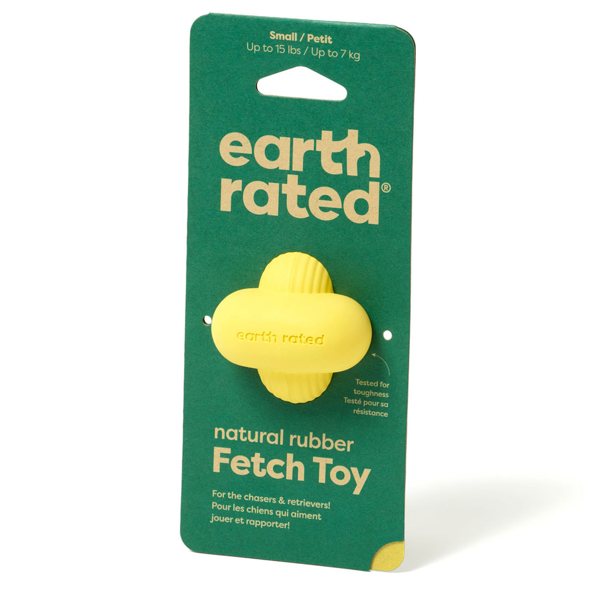 Earth Rated Natural Rubber Fetch Toy for Dogs – Yellow, Small