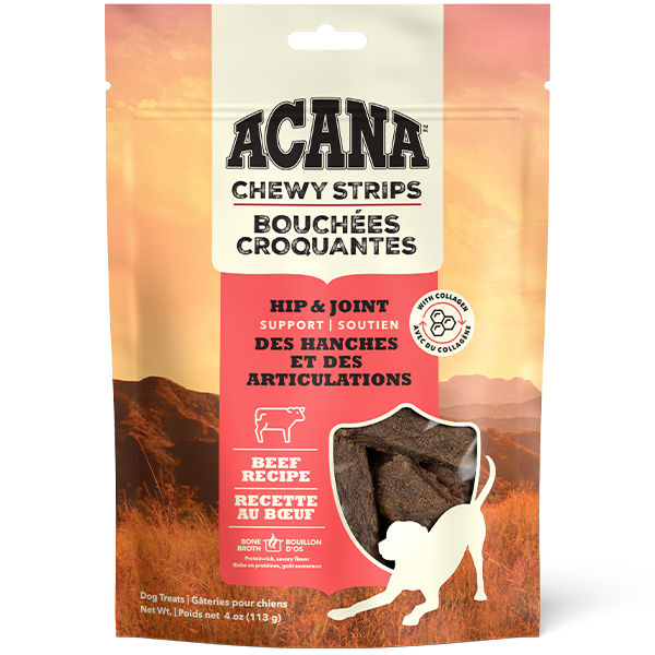 ACANA Dog Treats Chewy Strips Beef Hip & Joint Support 113g