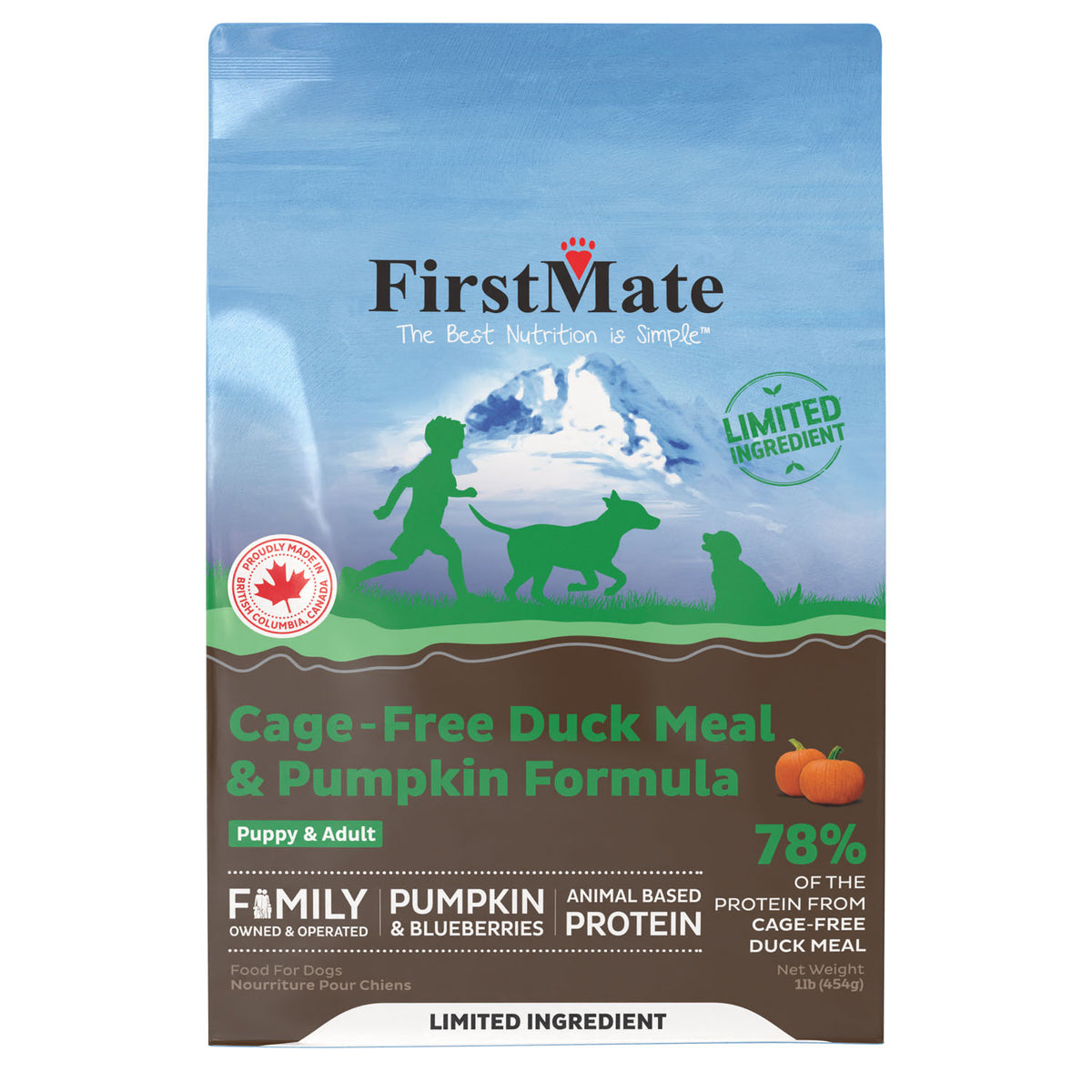 FirstMate Limited Ingredient Cage Free Duck Meal & Pumpkin Formula Dry Dog Food – 1 lb