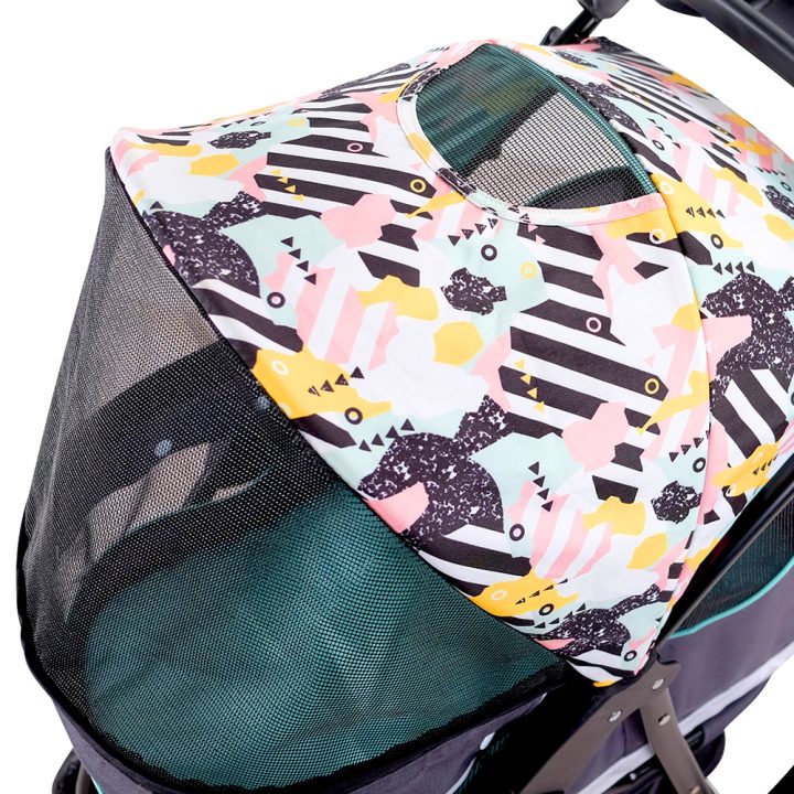 Ibiyaya Cloud 9 Pet Stroller, Foldable Pram For Cats, Rabbits, or Medium-Sized Dogs, 4-Wheel, Spacious, and Stylish Cabin