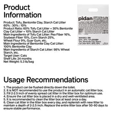 Pidan Tofu 60%, Bentonite Clay 30%, Cassava 10% Cat Litter 2.4 kg per bag | PD1606M1