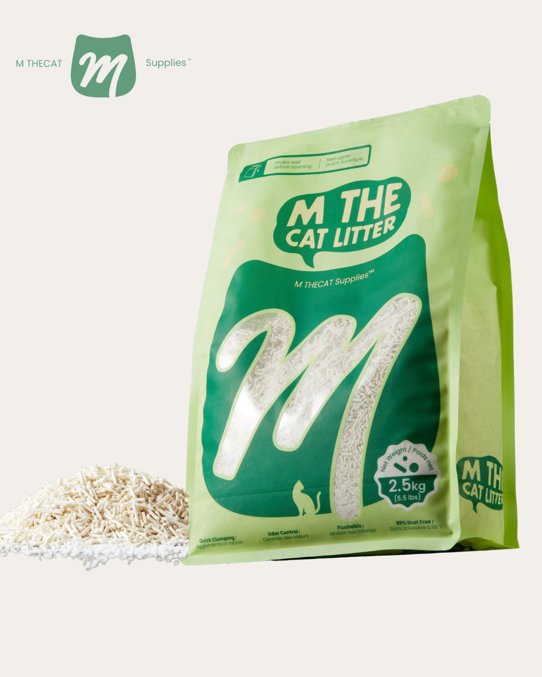 M THE CAT Tofu & Cassava Flushable Cat Litter 2.5kg｜豆腐木薯可冲厕猫砂