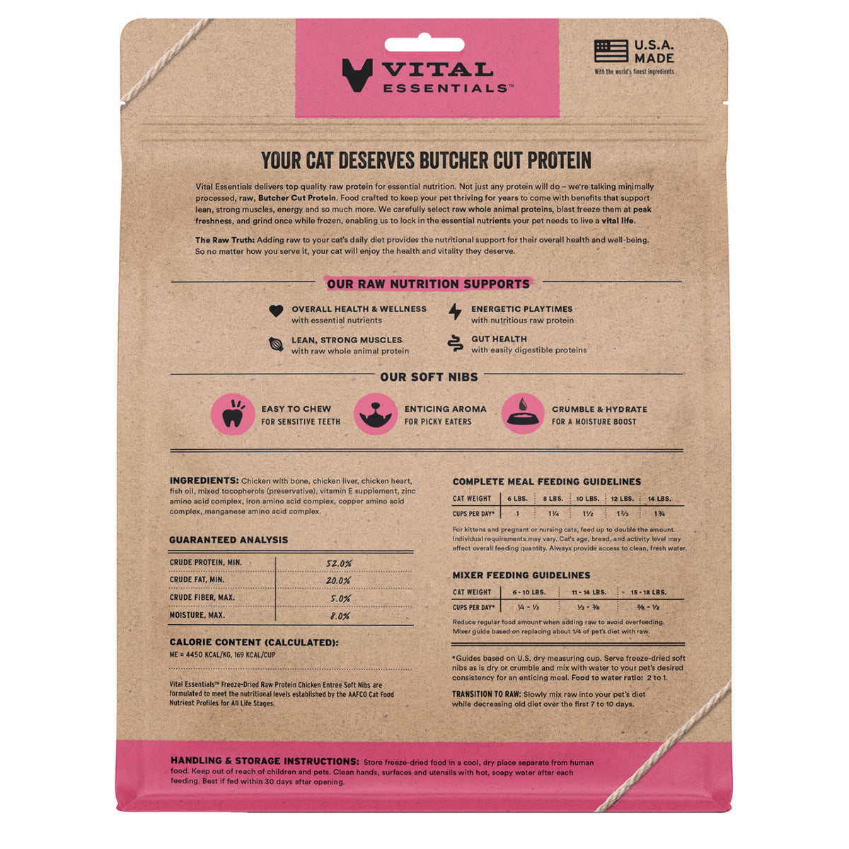Vital Essentials Freeze-Dried Raw Chicken Entree & Mixer Soft Nibs Cat Food – 12 oz