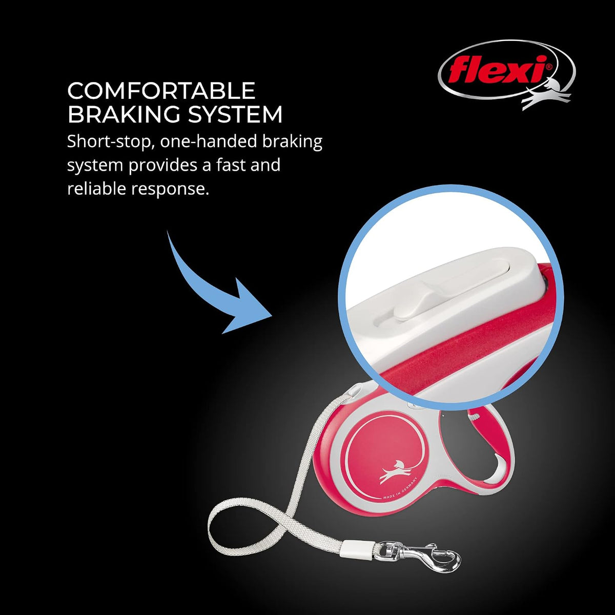 flexi New Comfort Tape Retractable Dog Leash – Large, 8 m, Red
