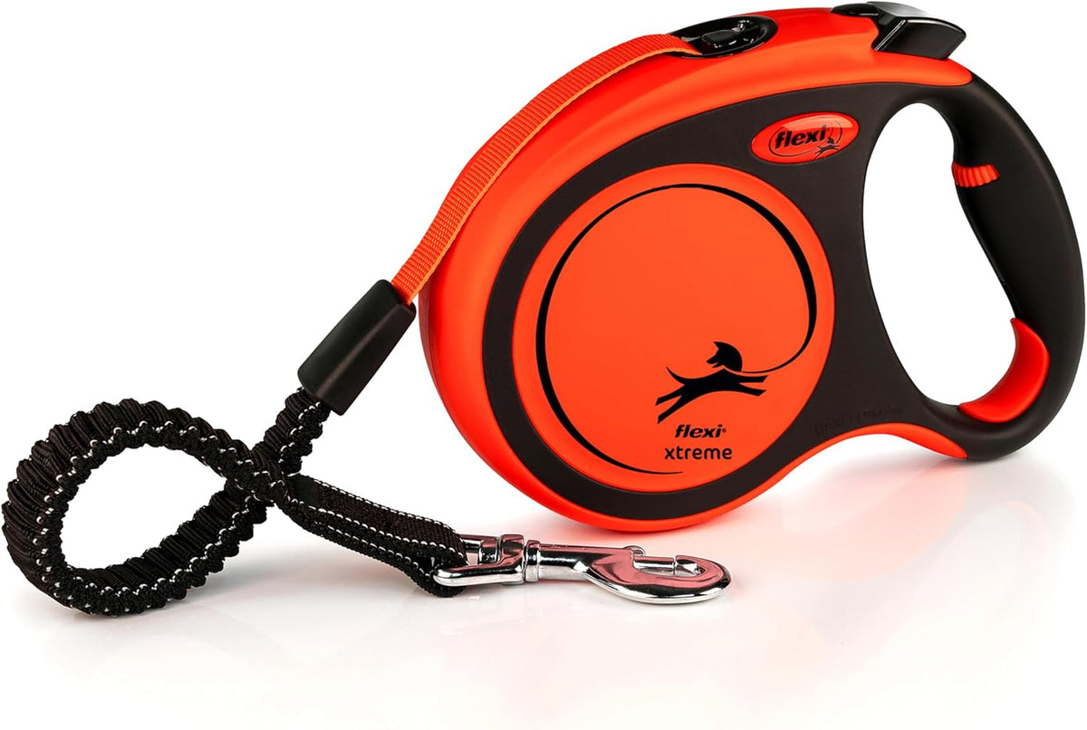 flexi Xtreme Tape Retractable Dog Leash – Large, 5 m, Orange/Black