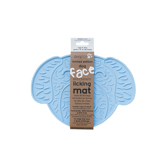 Dexypaws Dog Lick Mat Blue Dog Face